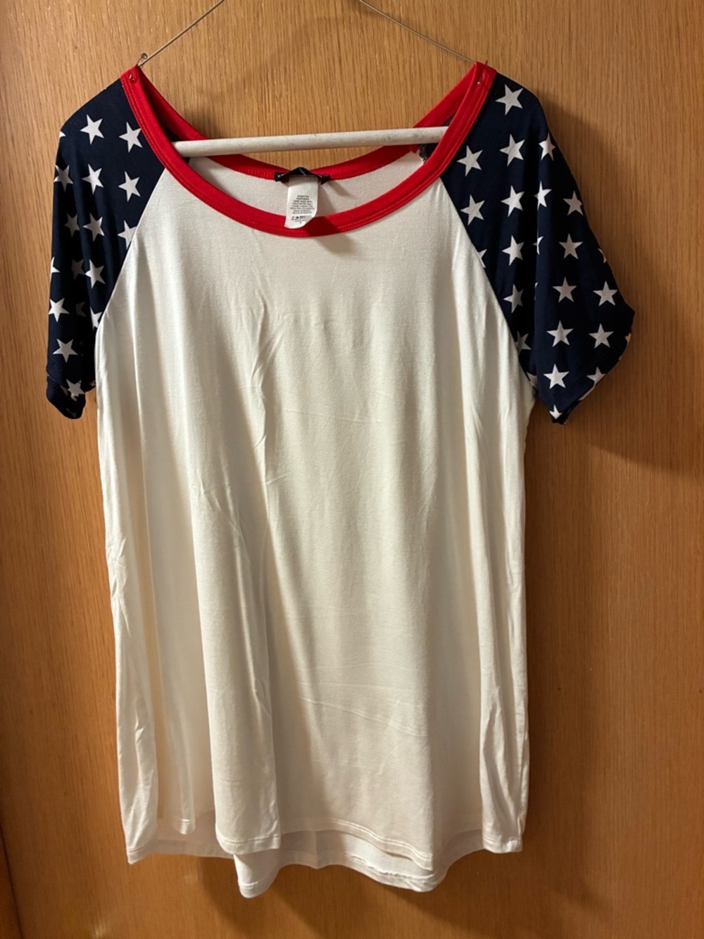 Star Sleeve Raglan Tee with Red Trim
